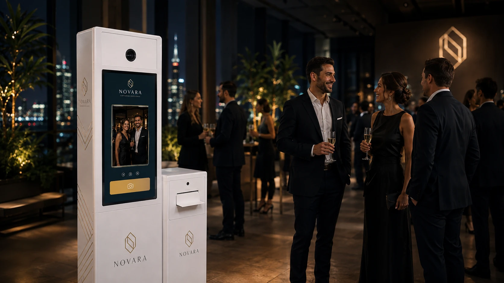 Vollständig gebrandete Fotobox auf einem hochwertigen Corporate Event