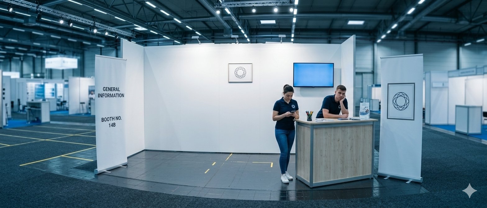 Leerer Messestand ohne Mister Mory